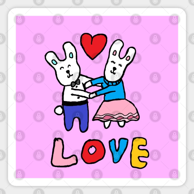 love bunny, rabbits, hand drawing Magnet by zzzozzo